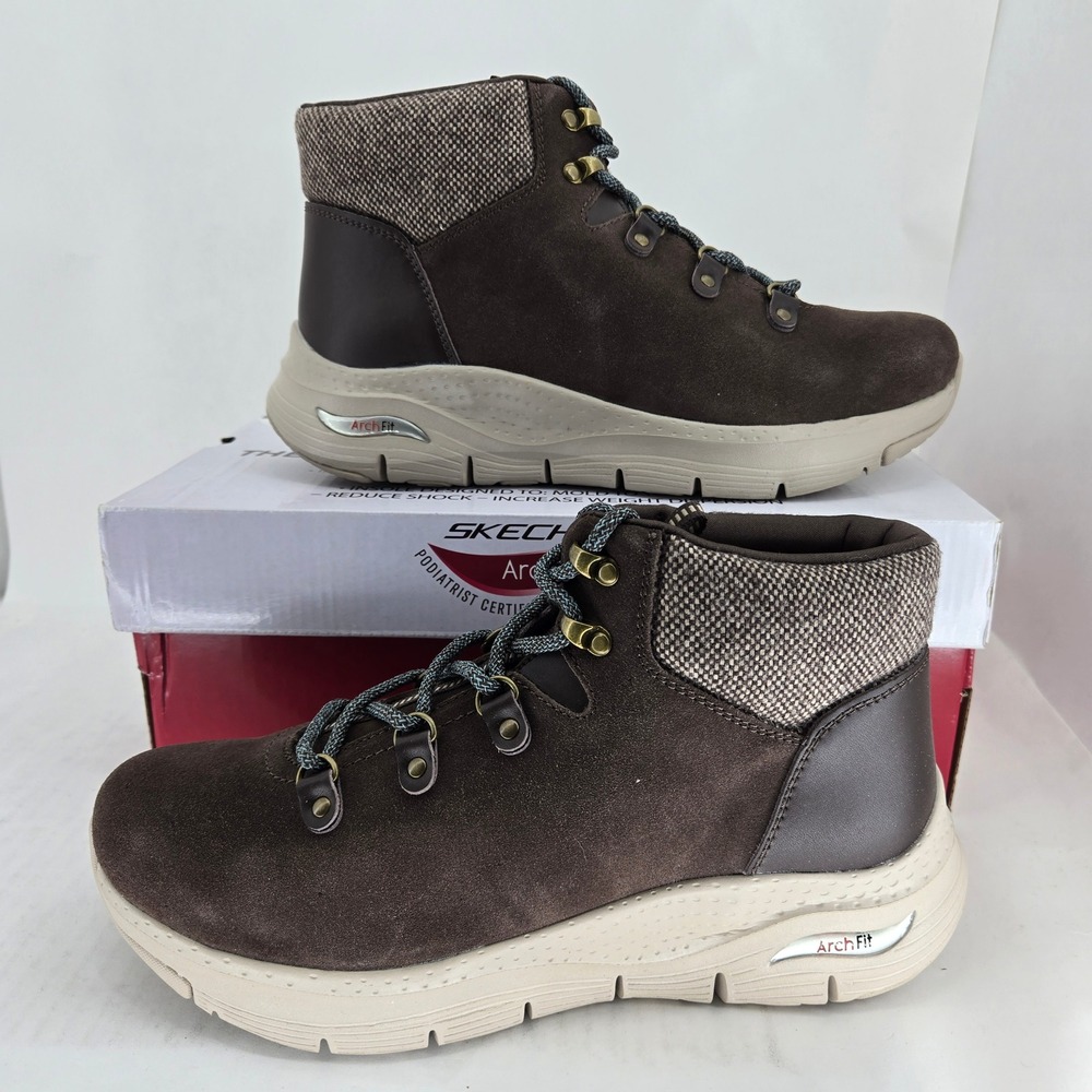 Skechers Arch Fit Extraordinary 167324 Chocolate Brown Suede Boots Womens‎ 10